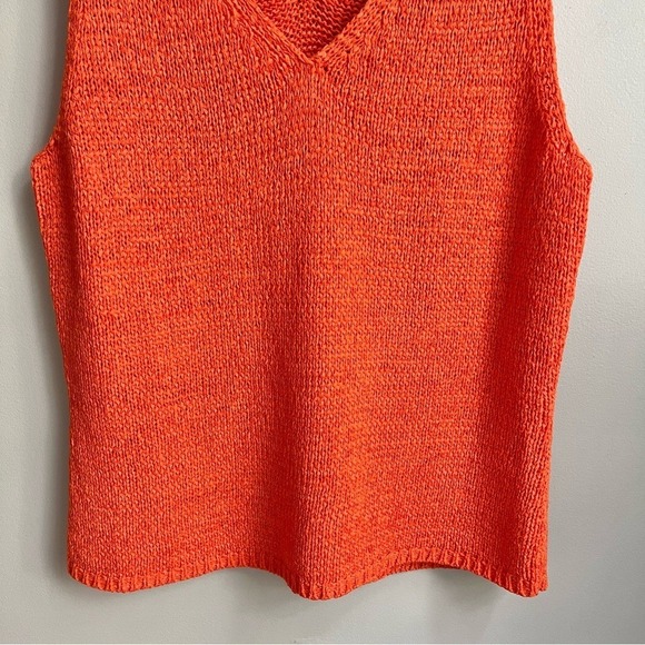 Vintage Knit Sweater Vest Women's Large Stretchy Orange Beachy Coastal‎ Cottage - Picture 5 of 12